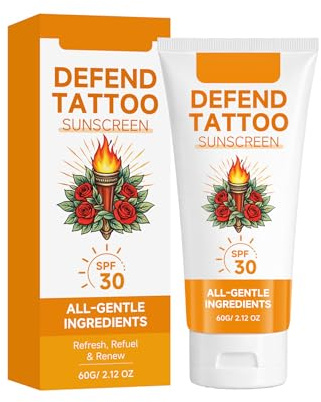 Tattoo Sunscreen SPF 30 - Broad Spectrum Tattoo Sun Cream for Daily UV Protection - Hydrating SPF Moisturiser for Tattooed Skin - Lightweight Non-Greasy Sunscreen Lotion for Face & Body Tattoos