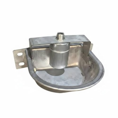 PETSOLA Abbeveratoio Automatico in Acciaio Inox Livello Dell'acqua Regolabile Vasca Abbeveratoio a Galleggiante Con Foro di Scarico per Fattoria, Allevamento, Bacino A Ferro Di Cavallo