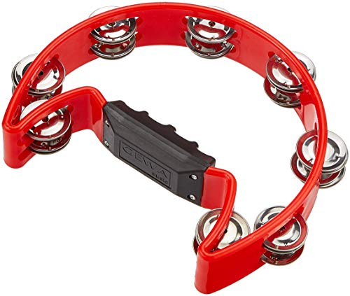 GEWA Schellenring Halbmond - 16-Paar verchromte Schellen - Zweireihig - Farbe rot
