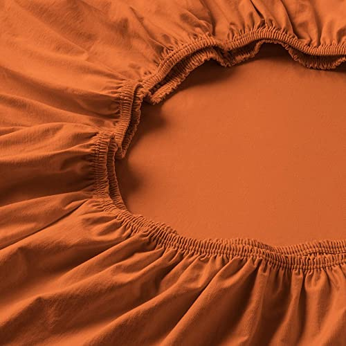 ESTELLA Spannbetttuch Zwirnjersey | Terracotta | 150x200 cm | bügelfreie & trocknerfeste Qualität | Rundumgummi | 97% Baumwolle