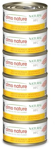 Almo Nature HFC Natural - Nassfutter für ausgewachsene Katzen - Hühnerfilet - Human Grade, Glutenfrei & Monoprotein - 6 x 70g