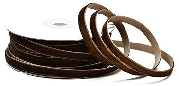 Creativery Samtband 6mm x 10m Rolle - Farbauswahl in 3/6/10/16/22/25/50mm - farbecht & waschbar - Schleifenband für Hochzeit - Geschenkband zum Verpacken Dekorieren Basteln - Braun 850