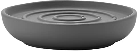 Zone Denmark Nova Seifenschale, Seifenablage, Seifenhalter aus Porzellan mit Soft Touch-Beschichtung, Durchm. 11 cm, Höhe 2,5 cm, Grau