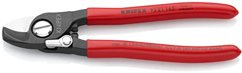 Knipex Cesoia per Cavi con Molla di Apertura Brunita, Rivestiti in Resina Sintetica 165 Mm (Confezione Self-Service/Blister) 95 21 165 Sb