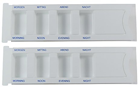 2 x Medikamentendispenser für je 1 Tag mit 4 grossen Fächern, Pillenbox, Tablettenbox, Tablettendispenser, Medikamentendosierer