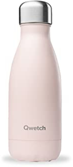 Qwetch - Bouteille Isotherme Originals Rose Pastel 260ml - 24h Froid et 12h Chaud - Etanche & Réutilisable - Gourde inox isotherme pour Sport, Voyage, Bureau, Randonnée