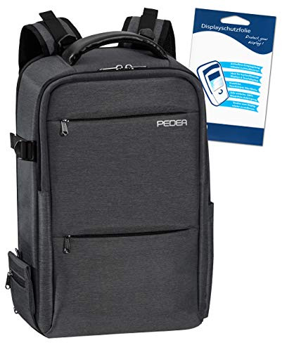 PEDEA DSLR-Kamerarucksack Noble mit Displayschutzfolie für Canon EOS 5D 5D Mark II 400D 2000D / Nikon D60 D80 D90 D3100 D3200 D3300 D3400 D5300 D7100 / Pentax K 30 K 50 K 500, grau