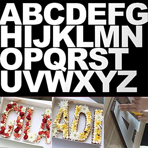 Rolin Roly 26 PCS 8 Inch Stampini con Lettere Modello di torta alfabeto A-Z Stencil torta alfabeto Taglio della Torta Stampo per Dolce di Glassa Crema Torta alla Frutta