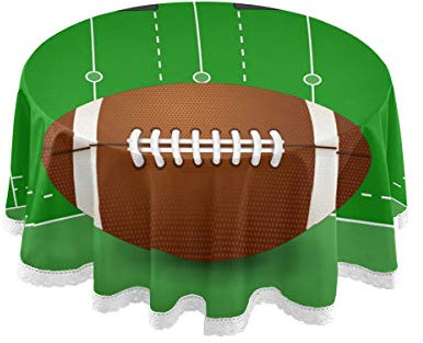Mnsruu Tischdecke, rund, Motiv: American Football, 152,4 cm, Grün