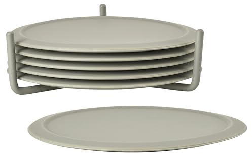 Zone Denmark Singles Glasuntersetzer aus Silikon, Untersetzer für Gläser, Tassen, Cocktailgläser, Durchm. 10 cm, Höhe 3,1 cm, 6 Stück, inkl. Halter, Mud