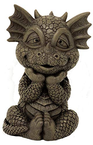 MystiCalls Gartenfiguren Gartendrachen - Modell Brillen-Buddy klein - Fantasy Figur Deko Drache Garten