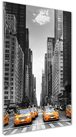 Tulup - Impression sur Verre Acrylique - 70x140 - Image sur Plexiglas - Déco Mural derrière Le Plastique - Tableaux pour la Mur - Mural Art - Décoration - Véhicules - Jaune - Taxis New York