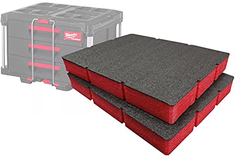 Shadow Foam Easy Peel – Foam Inserts for Milwaukee Packout Drawer Tool Box [Red 50mm Twin Pack] Cut and Peel Foam Inserts For Tool Organisation, Kaizen, 5s, Tool Storage & Storage Boxes