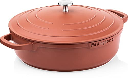 Westinghouse Performance Series WCCC0095L28OR Sauteuse à bord haut pour plaques à induction avec couvercle compatible avec tous types de plaques de cuisson et four avec support de poignée Rouge 28 cm