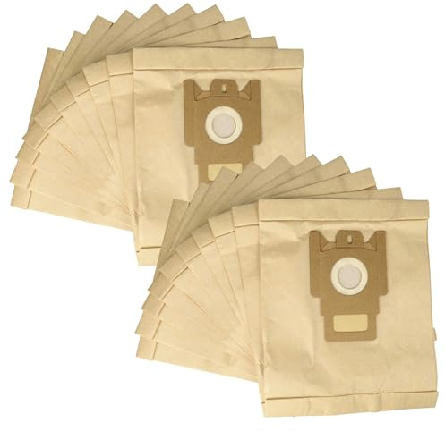 vhbw 20x Vacuum Cleaner Bag compatible with Hoover H22a, H22, H30, H36, H52, H60, H60S, H61 Vacuum Cleaner, type M 28 cm x 20.5 cm, Sand-Coloured