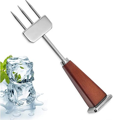 Eispicker Edelstahl mit Holzgriff, japanischer Stil, perfekt für Küche, Bars, Picknicks und Camping, 18,3 cm Eispickel zum Brechen von Eis (3 Spike)