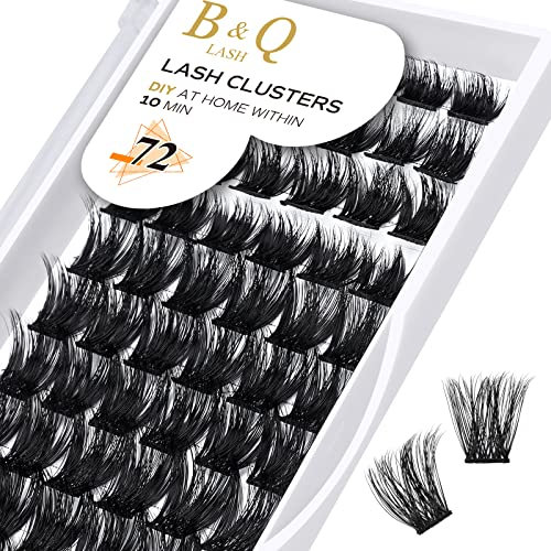 BQ Lash Einzelne Wimpern 72 Clusters Farbige Wimpern Einzeln zu Hause Cluster Lashes B06 B01 B02 B09 Schwarz Wimpern für DIY Wimpernverlängerung DIY Wimpernbüschel (B06,D-10mm)