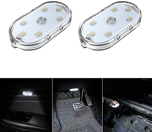 2 PCS Eclairage intérieur de Voiture,Eclairage d'ambiance Blanc pour l'intérieur de la Voiture,Lampe de Lecture intérieure de Rechargeable USB