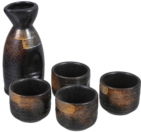 Veemoon Japanisches Sake-Set Aus Keramik Mit Sake-Karaffe Und Bechern Für Wohnzimmer Und Teestube - Traditionelles Japanisches Geschirr Für Zuhause Und Büro