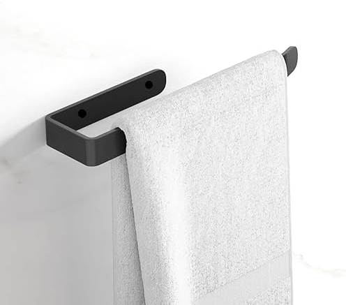 UK Seller | 31cm Long Towel Holder Matte Black Aluminium Metal | Wall Mounted Tea Towel Holder | Kitchen/Bathroom Towel Bar Rail Screws Included