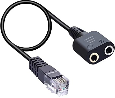 Earsinger RJ9 Male to 3.5mm Female Plug Headset Jack Phone Adapter Cable PC Dual 3.5mm Headset to RJ9/RJ10/RJ22 Phone Adapter
