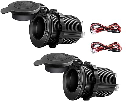 2 Stück 12v Steckdose,Zigarettenanzünder 5A, Wasserdicht Marine Grade 12V Gleichstrom-Feuerzeugsteckdose Steckdose für Boot Motorrad Auto, mit 0,6m Anschlusskabe