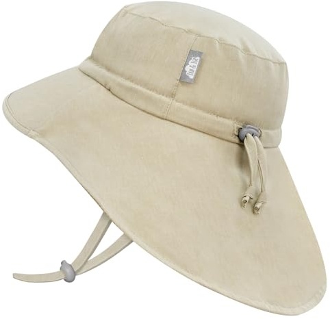 JAN & JUL Summer Xplorer Swim Hats for Toddler Boys with Wide Brim (M: 6-24 Months, Wheat)