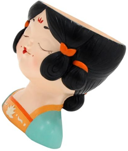 BESPORTBLE Blumentopf Aus Kunstharz Mit Cartoon-mädchen-Motiv Sukkulenten-pflanzgefäß Tisch-blumentopf Für Drinnen Und Draußen