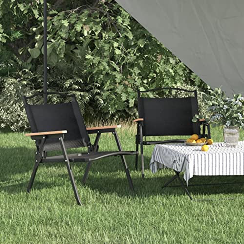 AJSEOYBS StapelstüHle,Hochlehner Gartenstuhl CampingstüHle 2 STK. Schwarz 54x43x59 cm Oxford-Gewebegeeignet Geeignet für Wohnzimmer, Schlafzimmer, Garten, Balkon, Terrasse, Küche, Outdoor