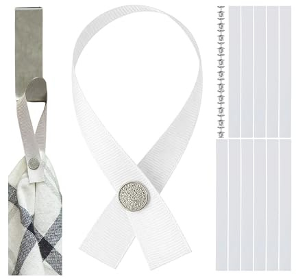 Appendini senza cucitura per tessuti, 12 pz, 180 x 12 mm, in Bianco, con chiusura a bottone, appendini per strofinacci, asciugamani da bagno, tessuti, oggetti decorativi, accessori da campeggio