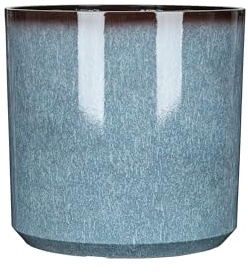 Garden Gear Blue Glazed Cylinder Planters 31cm Diameter Flower Pot Indoor and Outdoor Patio Pathway Durable Pot (1)