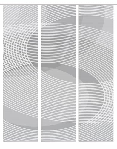 HOME in GREEN HIG Schiebegardine DACIO 3er Set, 245x60 cm, grau, Kreismotiv, Farbe:grau, Größe:245 x 60 cm, Anzahl:3er-Set