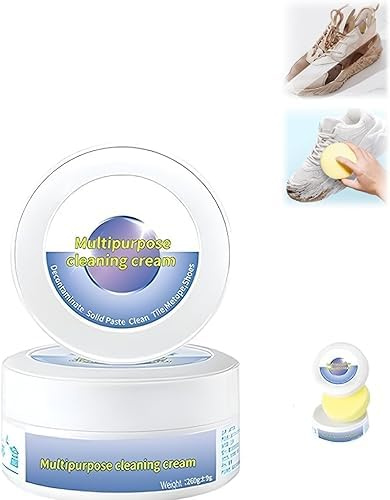 NOLACE 2 Pièces Crème Nettoyante Multifonctionnelle Pour Chaussures Crème Nettoyante Pour Chaussures Blanches Crème Nettoyante Pour Chaussures Blanches Avec Éponge 260g Crème Nettoyante Chaussure
