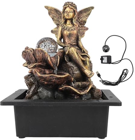 Fontana di acqua da tavolo Portatile Indoor Luce LED Pompa Silenziosa per Home Office Camera da letto Decor Resina Plastica Alimentazione USB