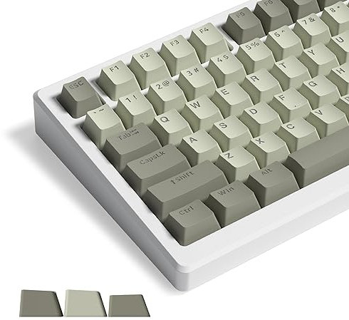 Womier Shine Through Keycaps, PBT Keycaps 60 65 75 Percent Cherry Profile Custom Key Cap Set for Cherry Gateron MX Switches Mechanical Keyboard Keys-Retro Grey