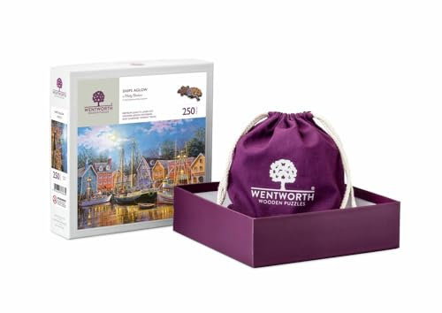 Wentworth Jigsaw Puzzle – Ships Aglow - 250 Large Pieces - For Adults - Shaped Puzzle Pieces & Themed Whimsies - Great for a Gift