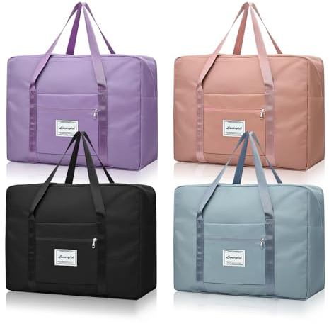 4 Stück Faltbare Reisetasche, Handgepäck Tasche Wasserdicht Leicht | Untersitz Urlaub Reisetasche, Handgepäck Tasche für Frauen, 52x38x19CM Weekender Kliniktasche Geburt Koffer (4PC, L-52x38x19)