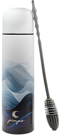 PIMPO Thermos Café Isotherme 500ml avec Tasse – Bouteille Inox Double Paroi Chaud 6h Froid 24h – 100% Étanche Anti-Fuite – Brosse Incluse – Sans BPA – Gourde Café Bureau Trajet