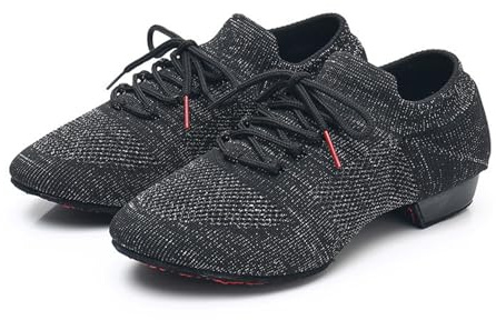 Rosefinch Damen Jazz Tanzschuhe Gestrickt Yoga Latein Ballett Modern Dance Praxis Schuhe Schwarz Wildleder Sohle 39EU