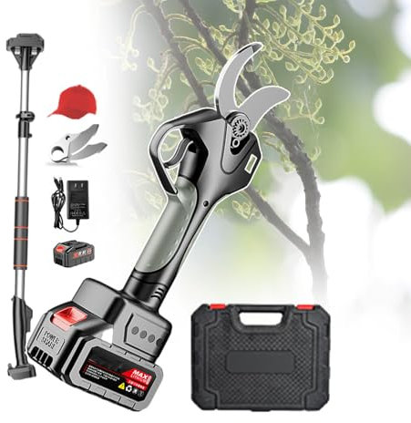 forplubossmmp Cesoie Elettriche Senza Fili 2 in 1 E Forbici da Potatura con Asta Telescopica, Forbici da Potatura Professionali da Giardino per Rami, Fiori, Siepi, Diametro di Taglio di 1,7 Pollici