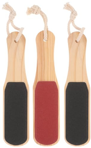 Raspador de Pies de Doble Cara 3 Piezas Madera Negro | Exfoliante para Masaje de Pies, Removedor de Callos y Piel Muerta, Forma de Pie