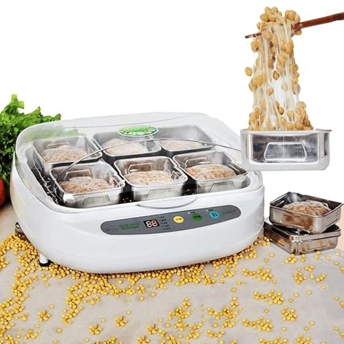 RVUEM MáQuina EléCtrica para Hacer Natto, Yogurtera, Fermentadora De Natto De Acero Inoxidable De 3,5 L, MáQuina FermentacióN Casera, con Panel Control Inteligente, para Hogar, Bar, Tienda Postres