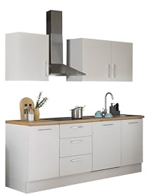 TURIN ZB Küchenzeile ohne Küchengeräte Küche in Weiß Artisan Eiche Optik | 220 x 211 x 60 cm (B/H/T), Küche ohne Elektrogeräte, Einbauküche ohne Geräte, geräumig, mit viel Stauraum, modernes Design