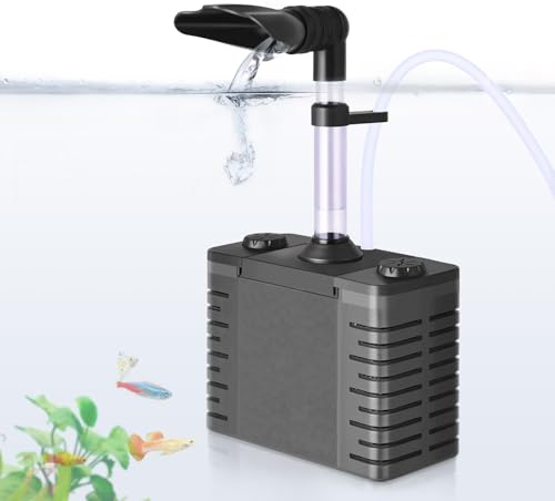 FEDOUR 3-in-1 Ultra Leise Aquarium Schwammfilter, Multi-Filtration Aquarium Innenfilter mit Biochemischem Schwamm & Keramische Kugeln, für 20-80L Aquarium