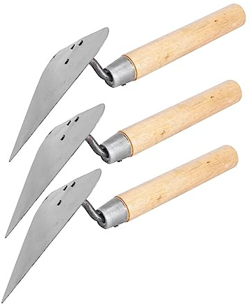 VILLCASE 3piezas Paleta Triangular De Madera Para Hormigón Multifuncional Mango Inoxidable