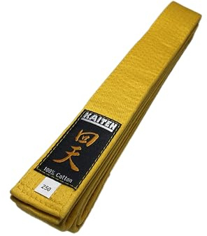 KAITEN Karategürtel - 4 cm Breit - Länge 230 bis 350 cm - Kräftige Farben weiß gelb orange grün blau violett braun - Farbgurt Baumwolle