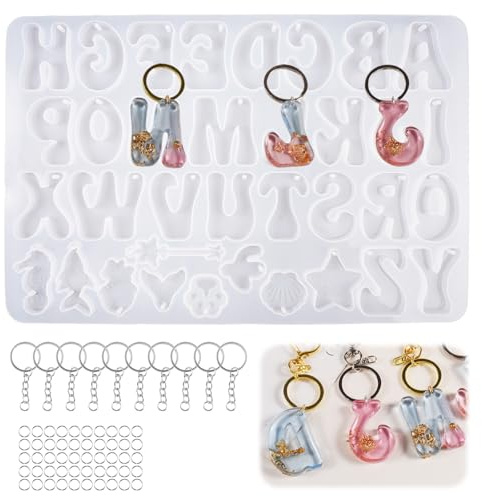 Buchstaben Silikonform mit Löchern, Alphabet Epoxidharz Formen, Silikonform für Buchstaben-Schlüsselanhänger, Alphabet Formen für Epoxidharz, Für Schlüsselanhänger, Anhänger, Hängende Ornamente