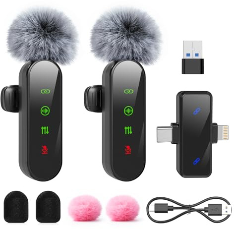 ZealSound M19 Kabelloses Lavalier-Mikrofon für iPhone/Android/PC/iPad, Ultraleichtes Ansteckmikrofon mit Auto Pairing, Echo, Stummfunktion für Videoaufnahmen, Streaming,Vlogging,TikTok,YouTube,Podcast