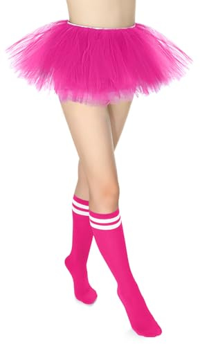 VONMELLI Gonne Tutu per Donna Adulte con Calze a Tubo 5 Strati Tulle Gonna Tutu 80s Costumi per Party Favor Dance Runners