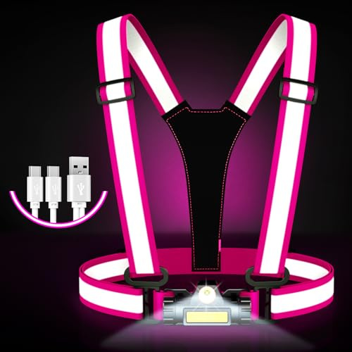 Lauflicht,Lauflampe Joggen Reflektierende LED Laufweste,beleuchtete Weste,Wiederaufladbar Brustlampe,90° Verstellbar&Wasserdichtes Wasserdichter LED Running Light für Nächtliches Laufen/Radfahren